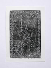 Load image into Gallery viewer, A Linocut Print of "Secret Keeper" — 4x6 Linocut Print